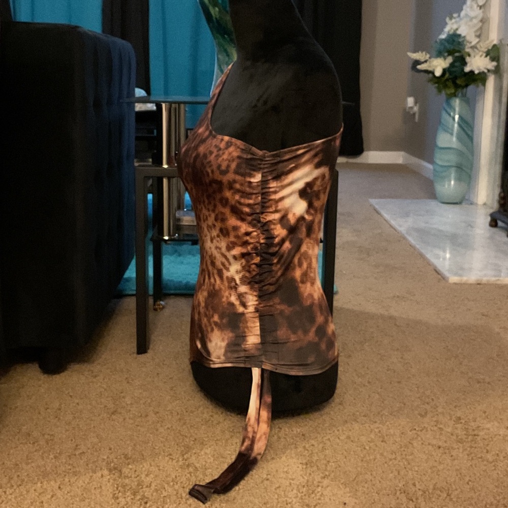 Fashion Nova One-Shoulder Leopard-Print Tank Top in Brown and Black - Picture 5 of 10